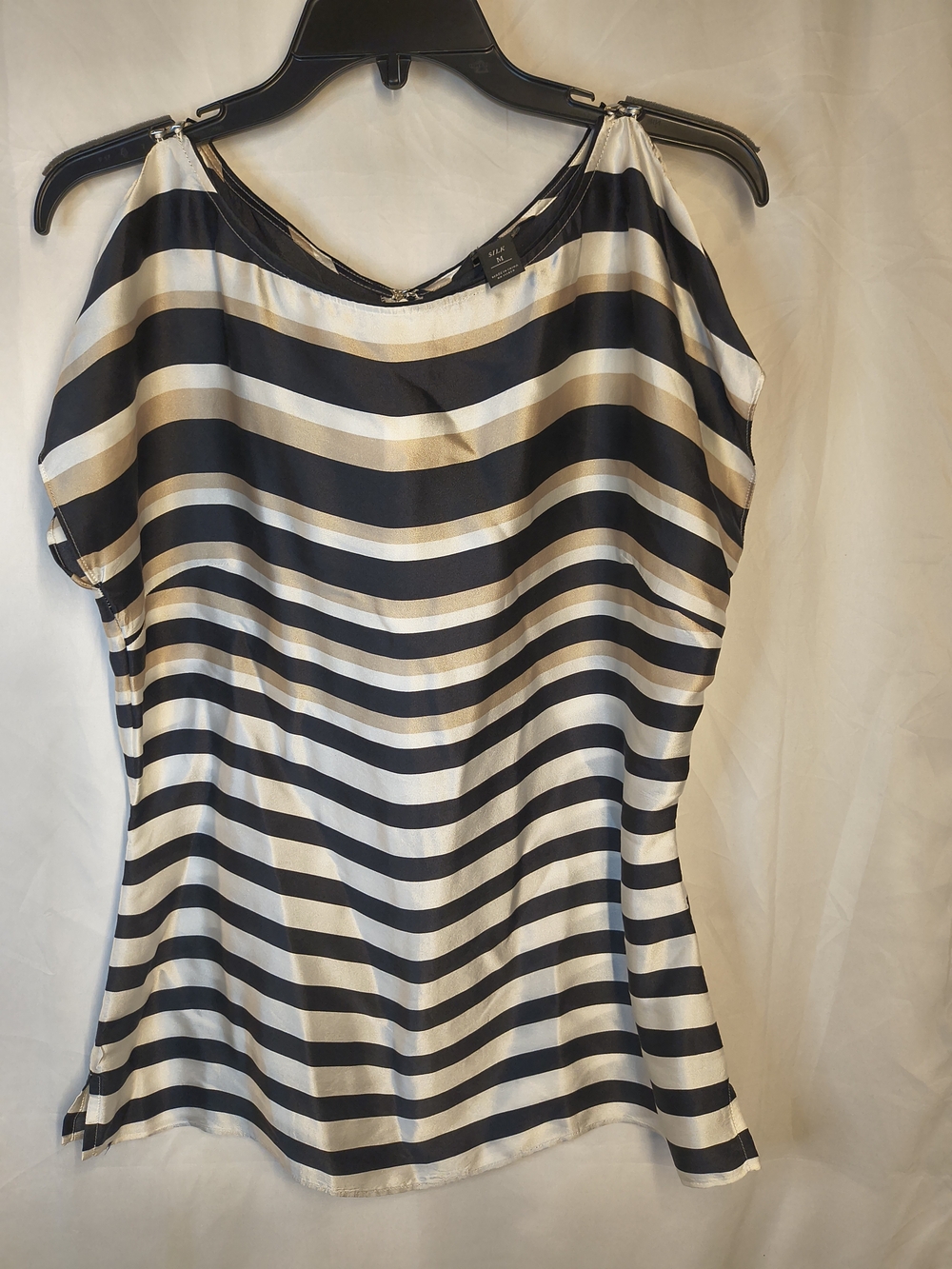 White House Black Market striped silk blouse